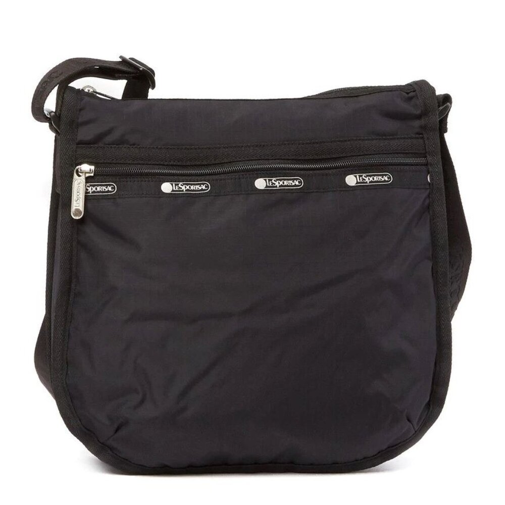 LeSportSac Black White Handbag Zipper Crossbody Bag Lightweight Nylon NEW